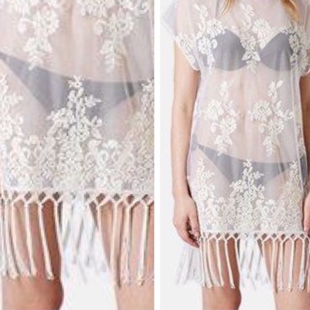 Topshop Fringe swim coverup dress